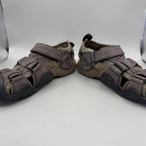 Crocs Swiftwater 202111 Leather Sport Sandals Shoes Mens Size 7 Brown Closed Toe main image 5
